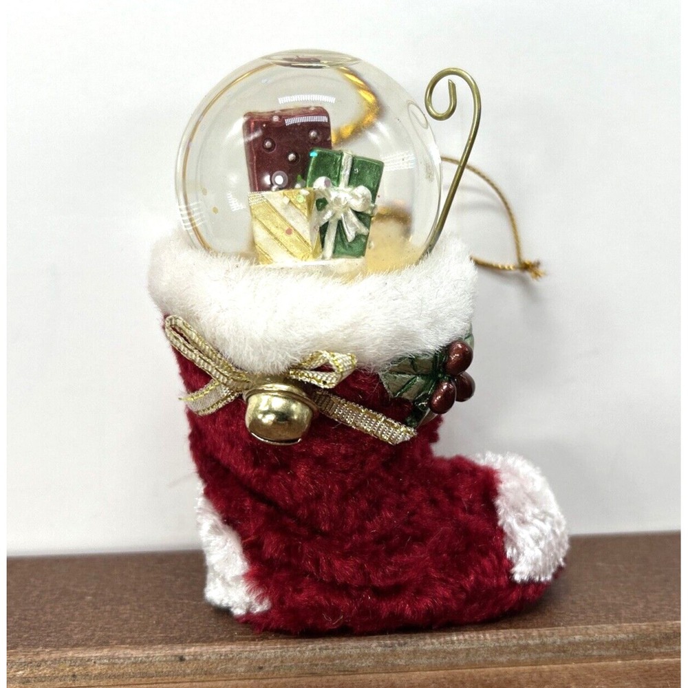 Vintage Christmas Stocking‎ Gifts Water Snow Globe Hanging Ornament